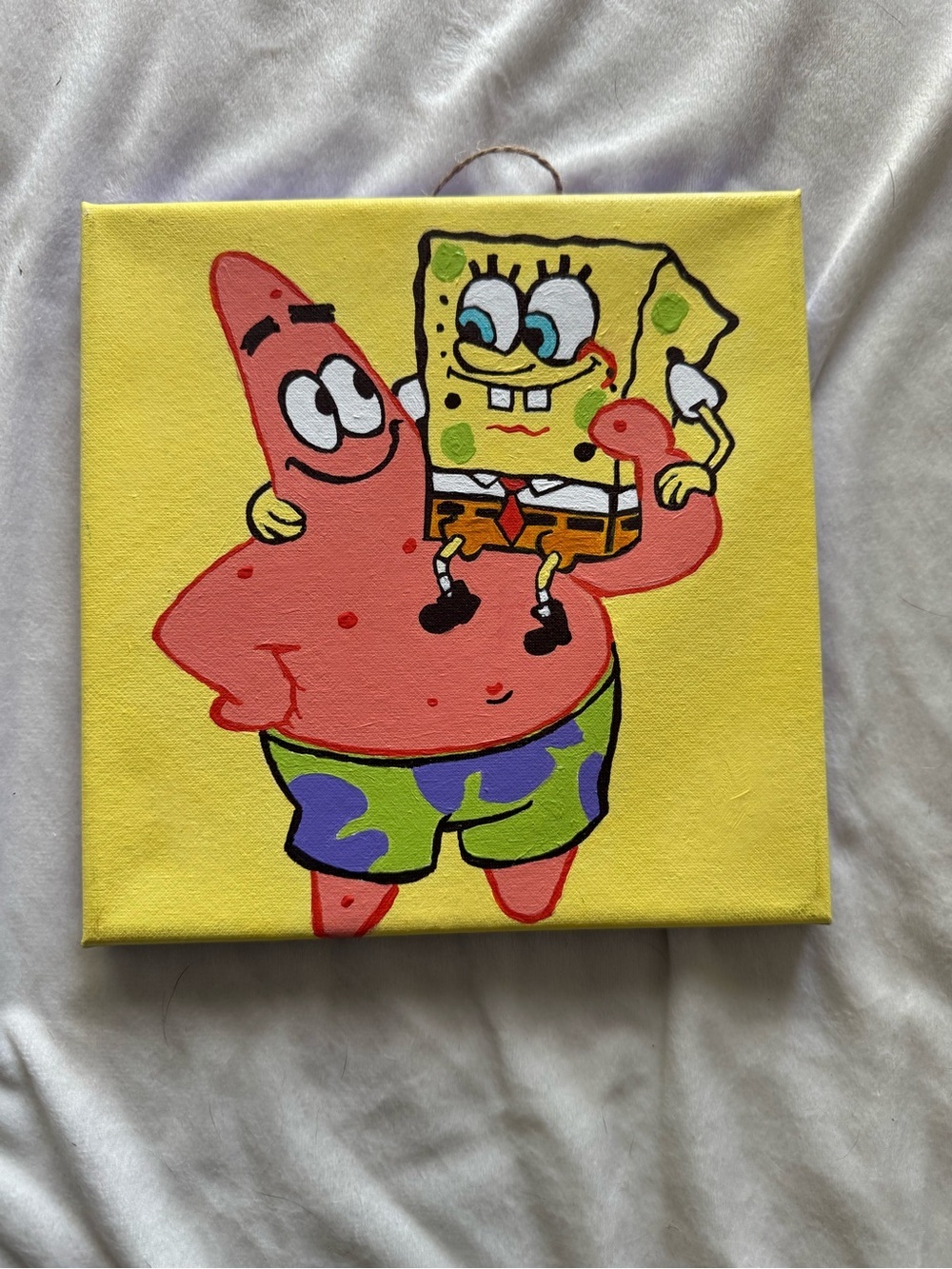 SpongeBob & Patrick Hand-Painted Canvas Art - Yellow Pink